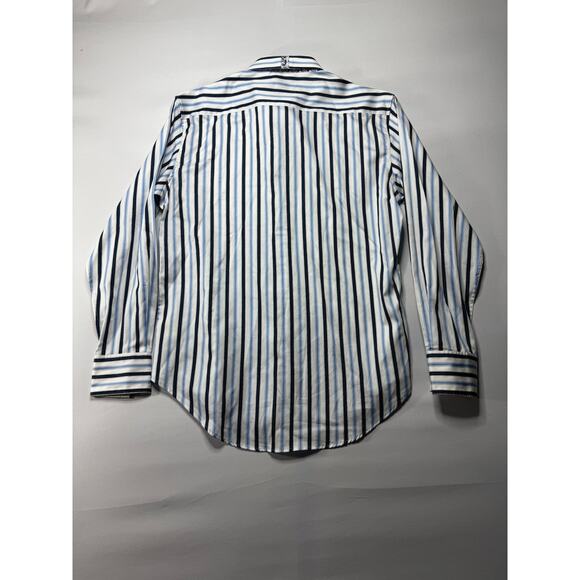 NWT Robert Graham Men's LS Tailored Fit Blue White Striped Button Up Shirt -Sz M - Picture 2 of 9